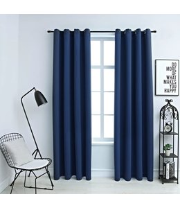 Gordijn verduisterend met metalen ringen 2 st 140x175 cm blauw