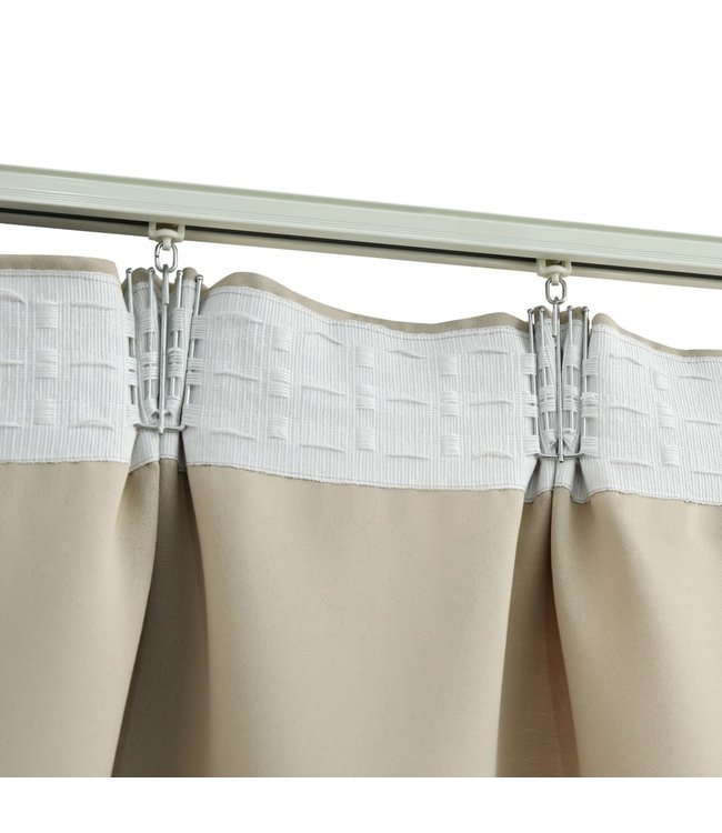 Gordijnen verduisterend met haken 2 st 140x245 cm beige