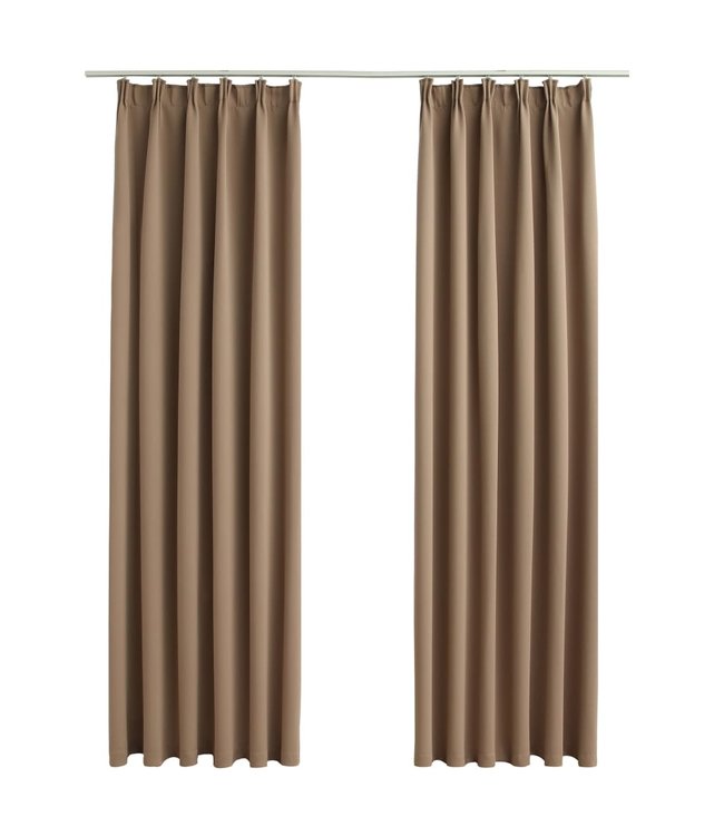 Gordijnen verduisterend met haken 2 st 140x225 cm taupe