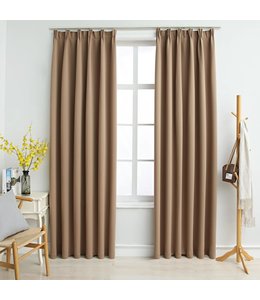 Gordijnen verduisterend met haken 2 st 140x175 cm taupe