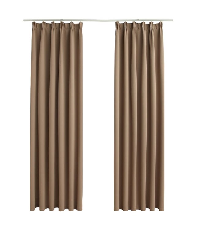 Gordijnen verduisterend met haken 2 st 140x175 cm taupe
