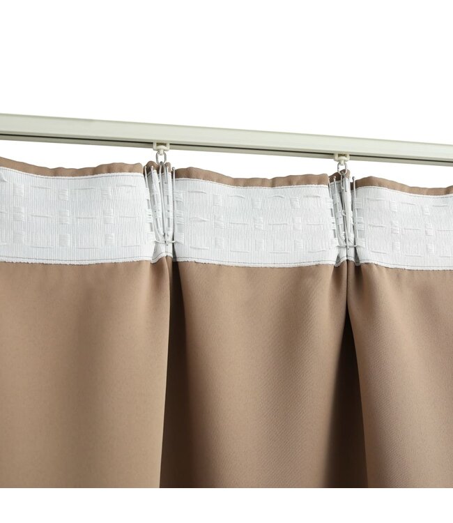 Gordijnen verduisterend met haken 2 st 140x175 cm taupe