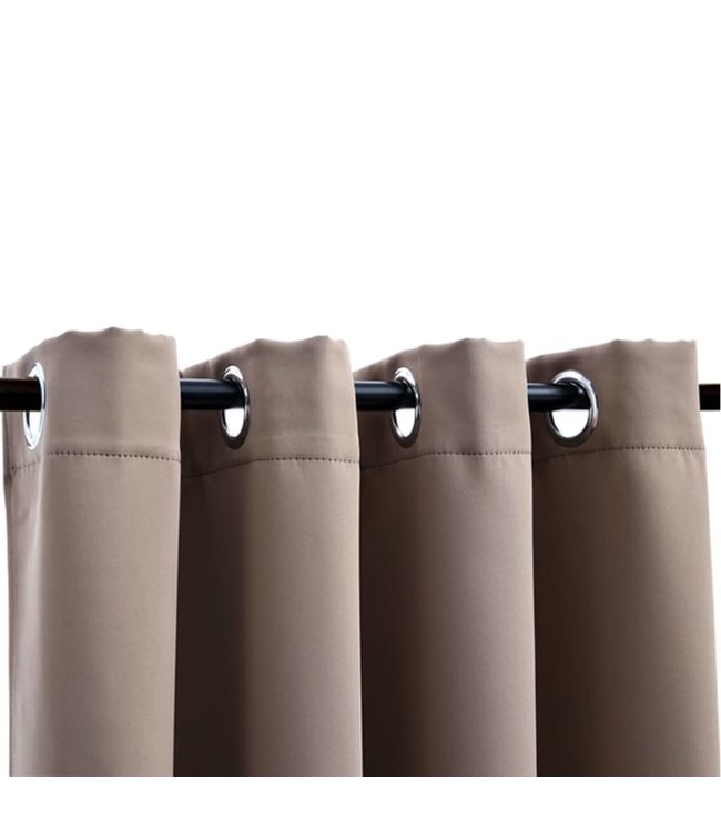 Gordijn verduisterend met metalen ringen 2 st 140x225 cm taupe