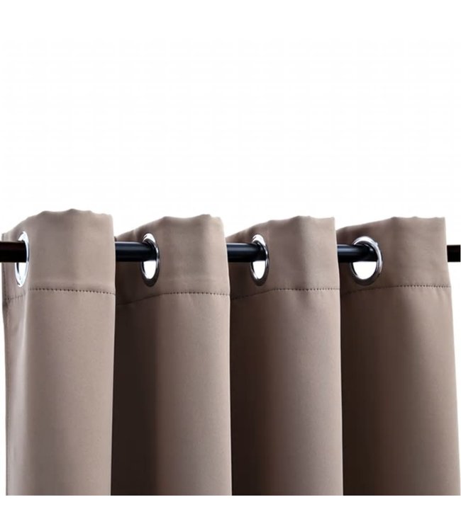 Gordijn verduisterend met metalen ringen 2 st 140x175 cm taupe