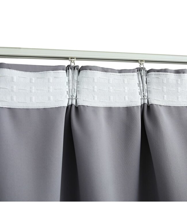 Gordijnen verduisterend met haken 2 st 140x245 cm grijs