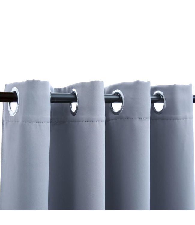 Gordijn verduisterend met metalen ringen 290x245 cm grijs