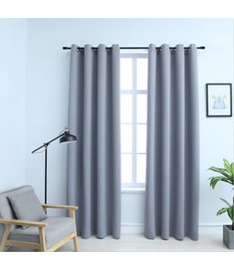 Gordijn verduisterend met metalen ringen 2 st 140x245 cm grijs