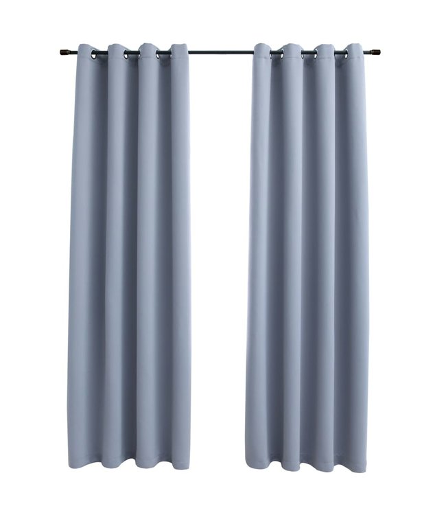 Gordijn verduisterend met metalen ringen 2 st 140x225 cm grijs