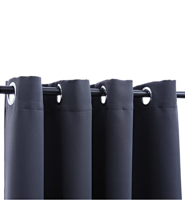 Gordijnen verduisterend met ringen 2 st 140x225 cm antraciet