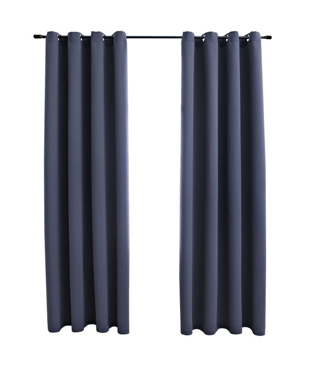 Gordijnen verduisterend met ringen 2 st 140x175 cm antraciet