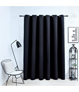 Gordijn verduisterend met metalen ringen 290x245 cm zwart