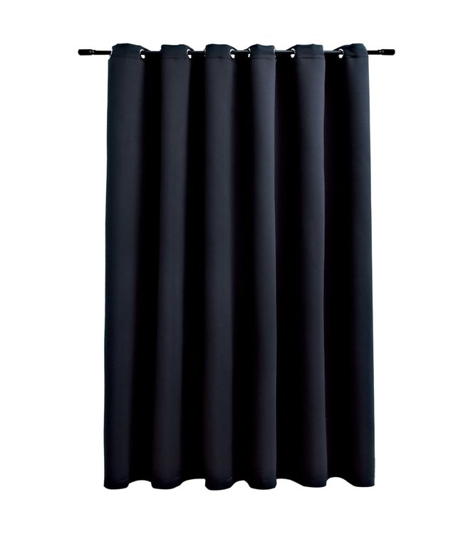 Gordijn verduisterend met metalen ringen 290x245 cm zwart