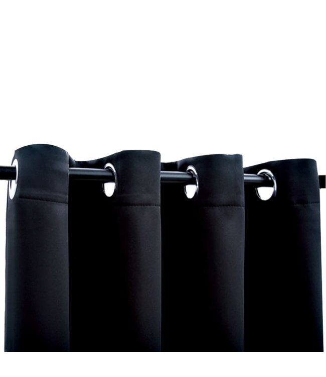 Gordijn verduisterend met metalen ringen 2 st 140x225 cm zwart