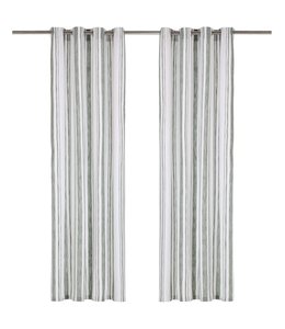Gordijnen met metalen ringen 2 st 140x245 cm katoen groene streep