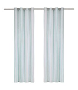 Gordijnen met metalen ringen 2 st 140x175 cm katoen blauwe streep
