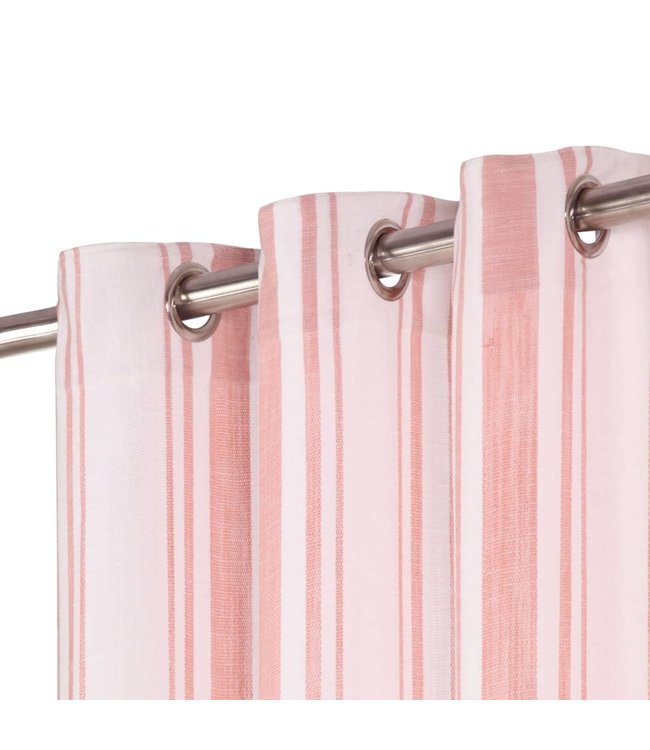 Gordijnen met metalen ringen 2 st 140x245 cm katoen roze streep
