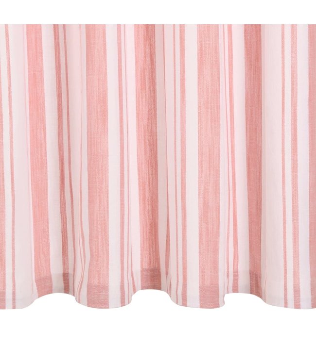 Gordijnen met metalen ringen 2 st streep 140x225 cm katoen roze