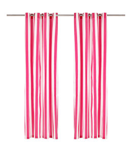 Gordijnen met metalen ringen 2 st streep 140x245 cm stof roze