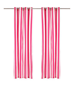 Gordijnen met metalen ringen 2 st 140x175 cm stof roze streep