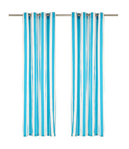Gordijnen met metalen ringen 2 st streep 140x245 cm stof blauw