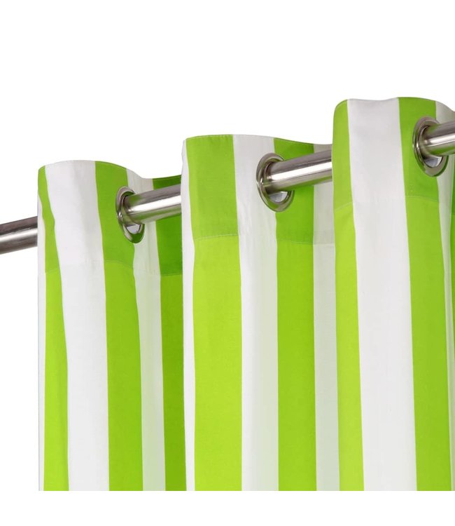 Gordijnen met metalen ringen 2 st streep 140x245 cm stof groen