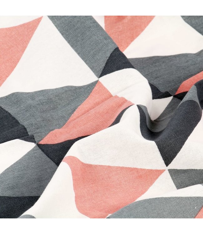 Gordijnen met metalen ringen 2 st 140x225 cm katoen grijs roze