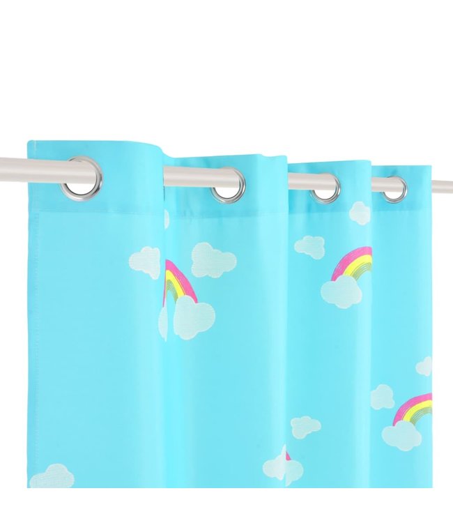 Kindergordijnen verduisterend 140x240 cm regenboog blauw 2 st