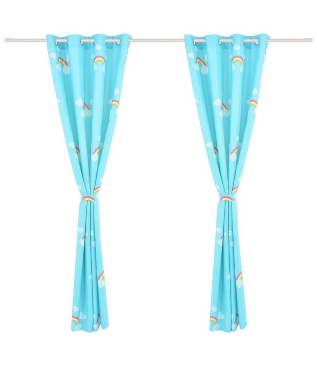 Kindergordijnen verduisterend 140x240 cm regenboog blauw 2 st