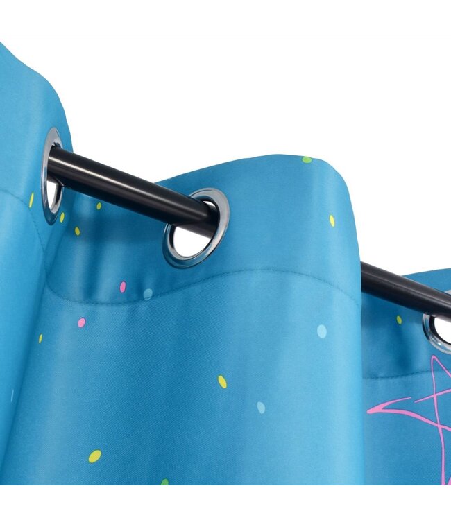 Kindergordijnen verduisterend eenhoorn 140x240 cm blauw 2 st