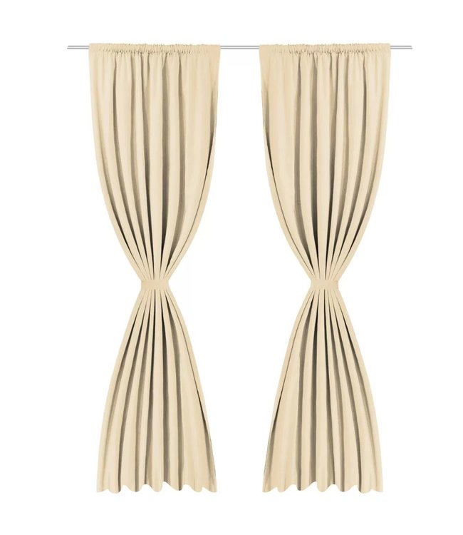 Gordijnen verduisterend dubbellaags 140x245 cm beige 2 st