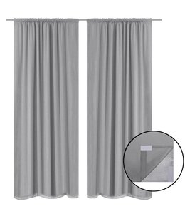 Gordijnen verduisterend dubbellaags 140x245 cm grijs 2 st