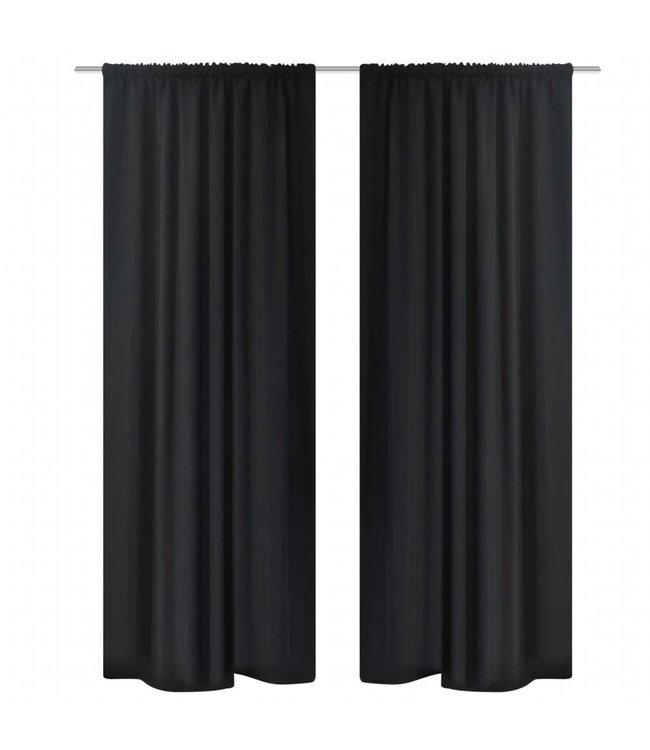 Gordijnen verduisterend dubbellaags 140x175 cm zwart 2 st