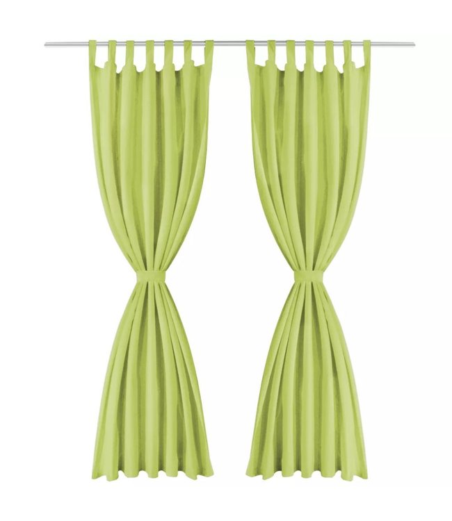 Micro-satijnen gordijnen met lussen 140x175 cm groen 2 st