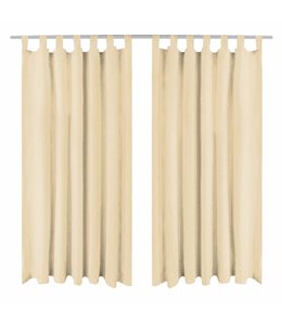 Micro-satijnen gordijnen met lussen 140x225 cm beige 2 st