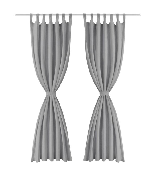 Micro-satijnen gordijnen met lussen 140x225 cm grijs 2 st