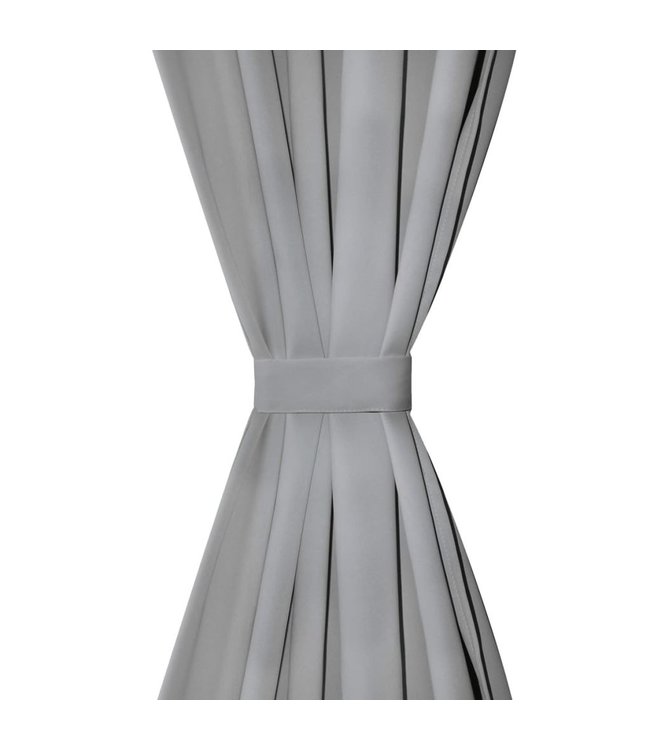 Micro-satijnen gordijnen met lussen 140x225 cm grijs 2 st