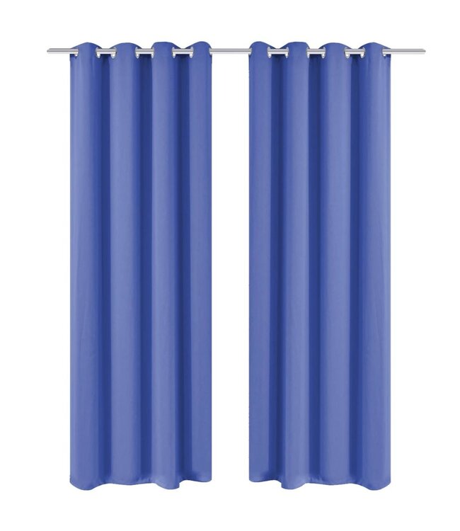 Gordijn met metalen ringen verduisterend 270x245 blauw