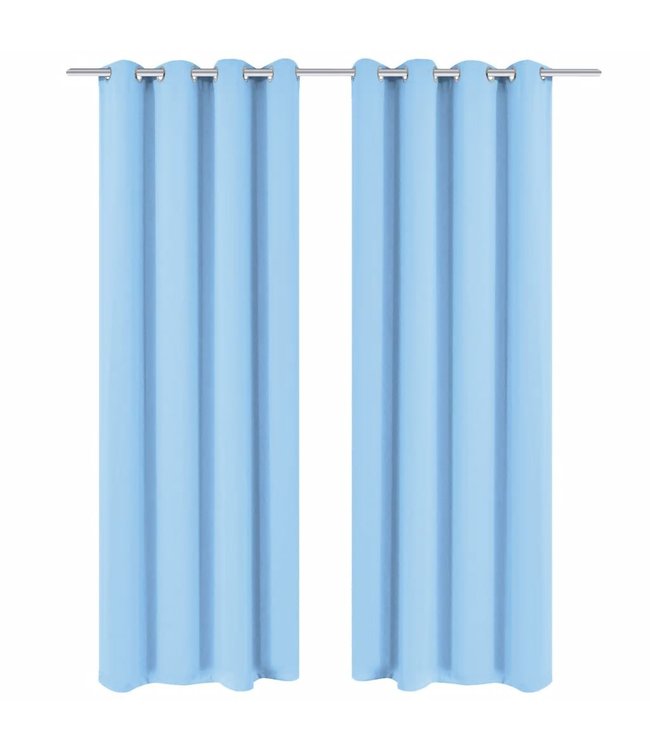 Gordijnen met metalen ringen verduisterend 135x245 turquoise 2 st