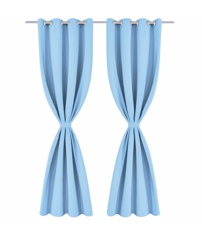 Gordijnen met metalen ringen verduisterend 135x245 turquoise 2 st