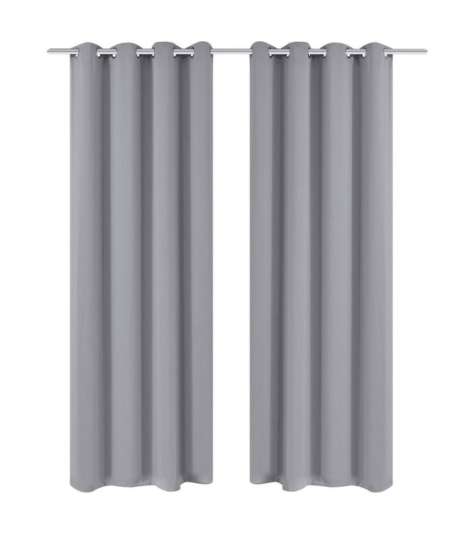 Gordijn met metalen ringen verduisterend 270x245 grijs
