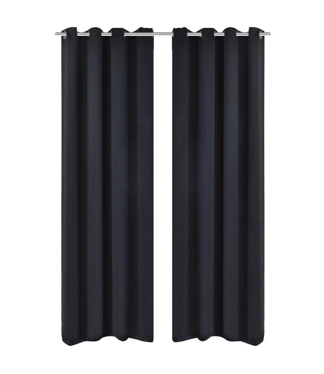 Gordijn met metalen ringen verduisterend 270x245 zwart