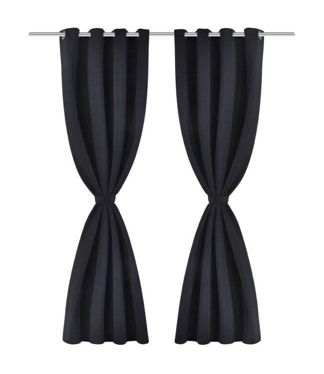 Gordijn met metalen ringen verduisterend 270x245 zwart