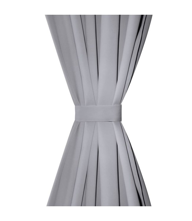 Gordijnen met metalen ringen verduisterend 135x175 grijs 2 st