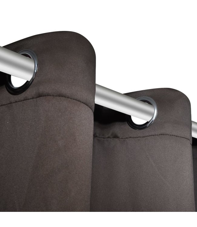 Gordijnen met metalen ringen verduisterend 135x175 bruin 2 st