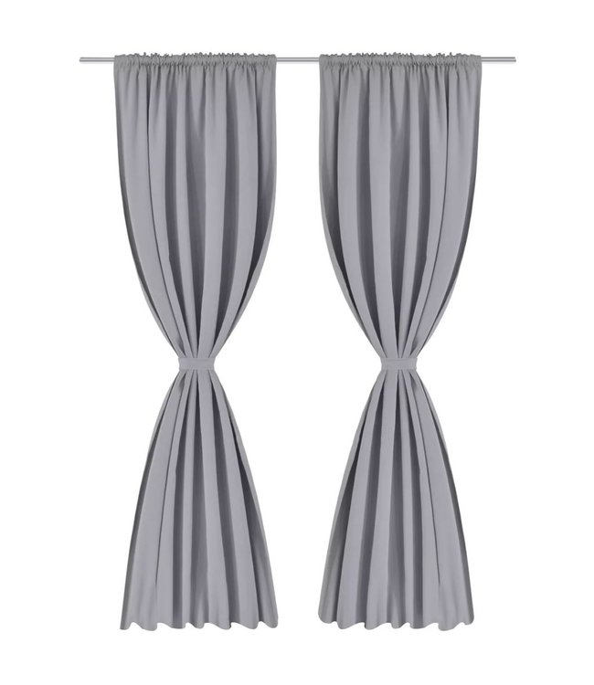 Gordijnen met gleuven 135 x 245 cm grijs 2 st