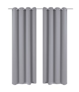 Blackout Gordijnen met metalen ringen 135 x 245 cm 2 stuks (grijs)