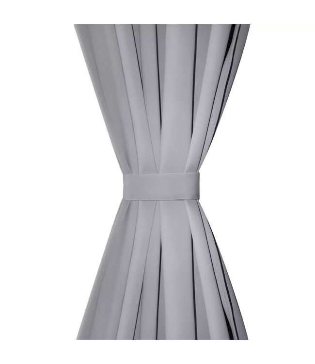 Blackout Gordijnen met metalen ringen 135 x 245 cm 2 stuks (grijs)