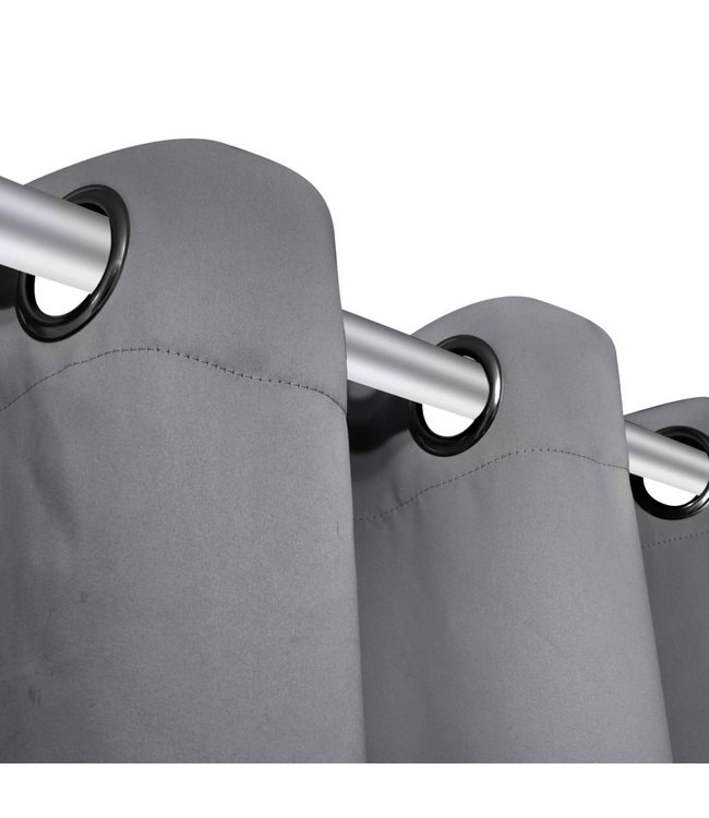 Blackout Gordijnen met metalen ringen 135 x 245 cm 2 stuks (grijs)