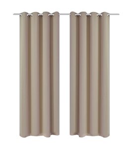 Blackout Gordijnen met metalen ringen 135 x 245 cm 2 stuks (creme)