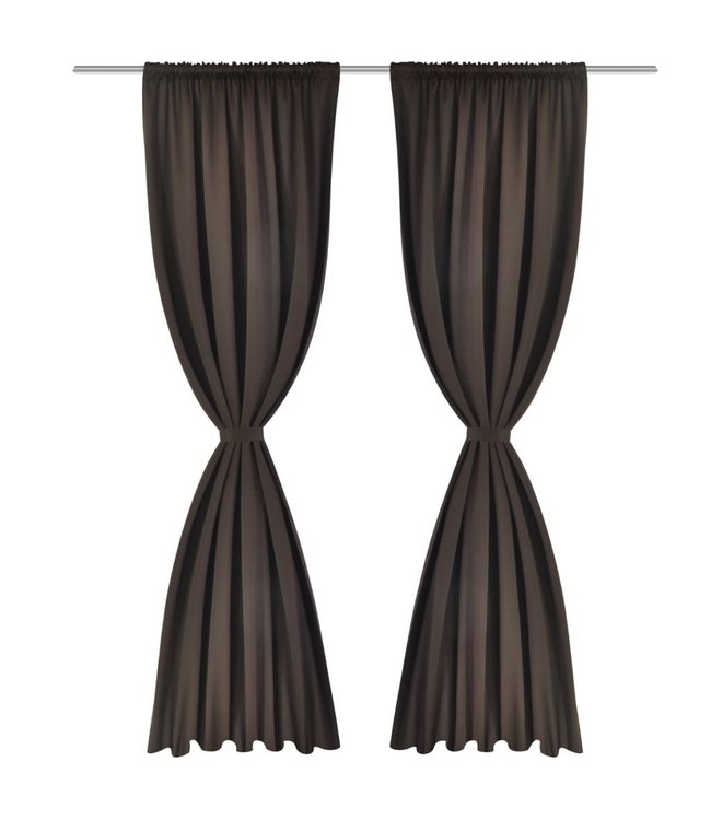 Gordijnen met gleuven 135 x 245 cm bruin 2 st
